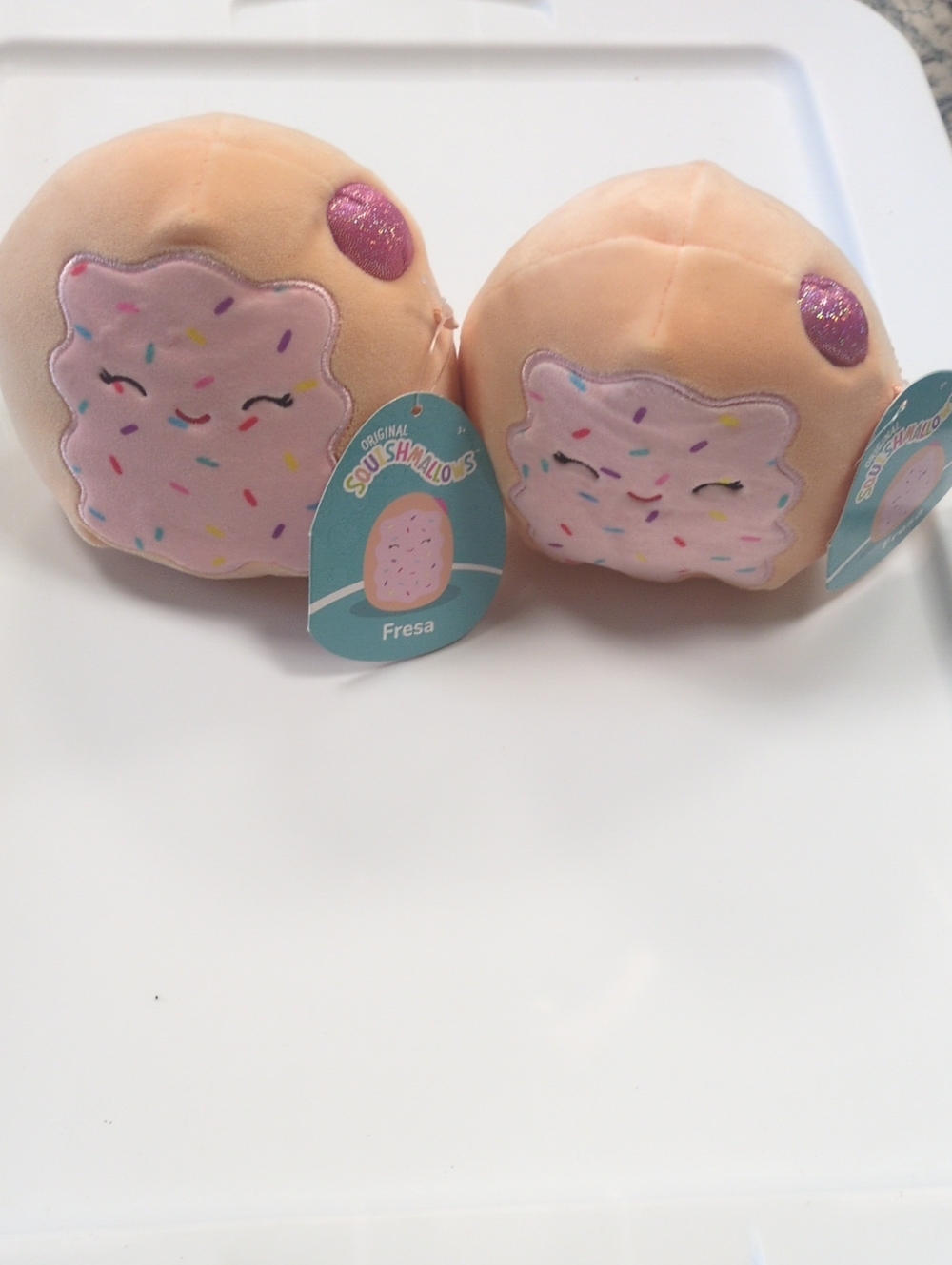 Squishmallows Peach Strawberry Fresa Plush Pair with Glitter Accent